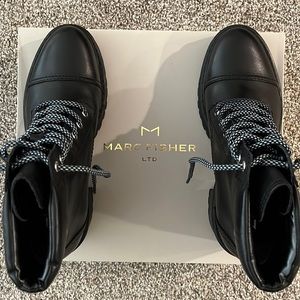 Marc Fisher black leather boots. 1” platform + 3” heal. Never worn. Size 8.5